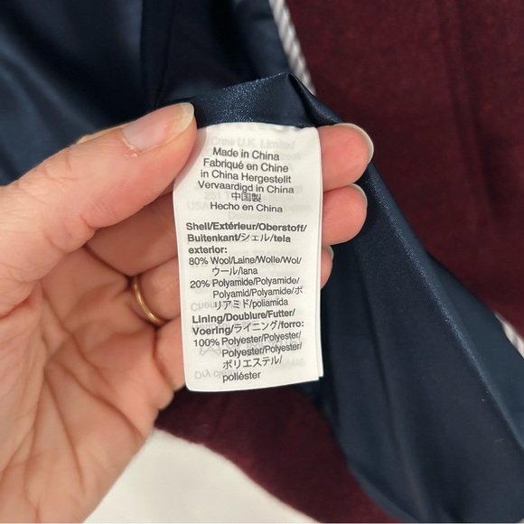 J. Crew Burgundy Cocoon Italian Stadium Cloth Wool Winter Long Coat - Picture 9 of 14